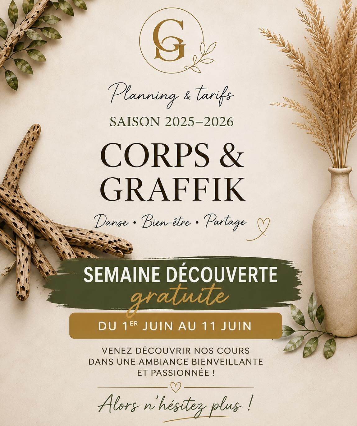 Affiche semaine découverte danse gratuite 2026-2026 corps et graffik